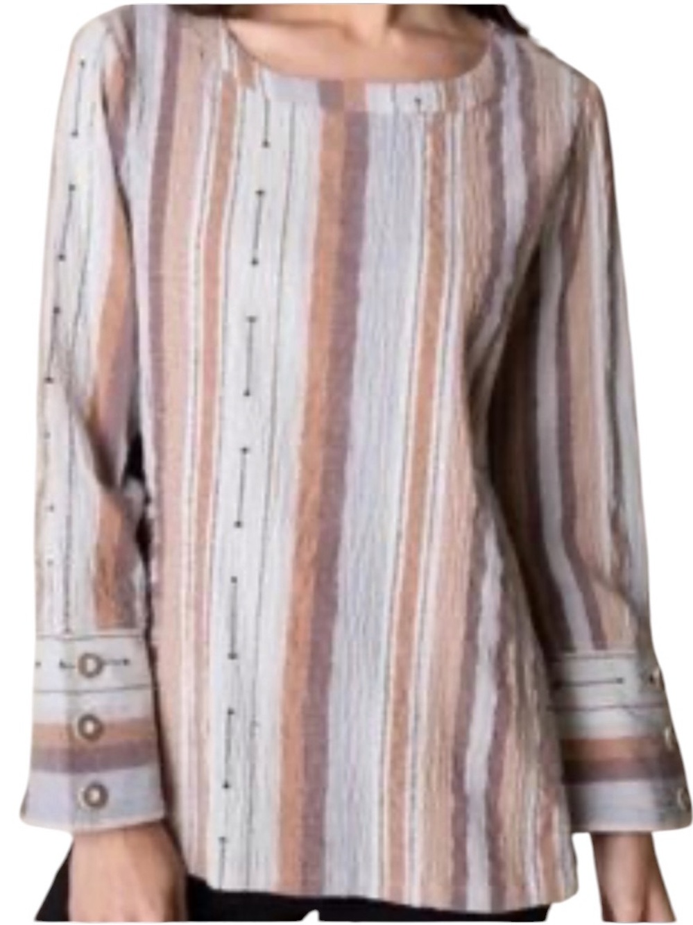 Habitat Clothes To Live In tunic featuring a neutral striped pattern design XS